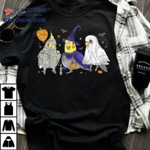 Funny Ghost Witch Cockatiels Halloween Lover Tshirt