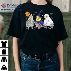 Funny Ghost Witch Cockatiels Halloween Lover Tshirt