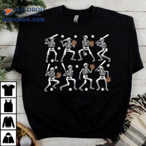 Funny Halloween Baseball Skeletons Play Boys Kids Tshirt