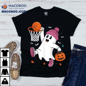 Funny Halloween Ghost Dunking Basketball Costume Boys Kids Shirt