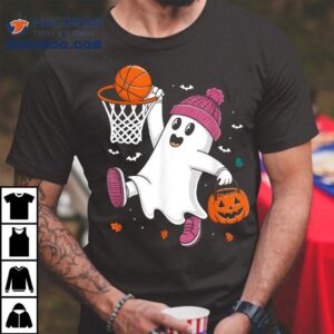 Funny Halloween Ghost Dunking Basketball Costume Boys Kids Shirt