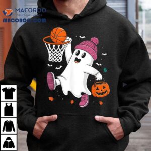 Funny Halloween Ghost Dunking Basketball Costume Boys Kids Tshirt