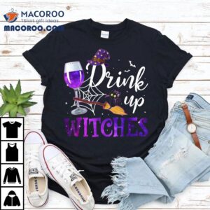 Funny Halloween Hat Drink Up Witches Tshirt