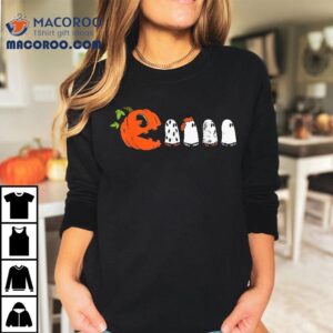 Funny Halloween Pumpkin Eatingghosts Kids Gamers Shirt
