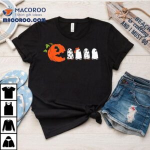 Funny Halloween Pumpkin Eatingghosts Kids Gamers Tshirt