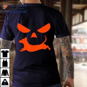 Funny Halloween Pumpkin Face Dachshund Tshirt
