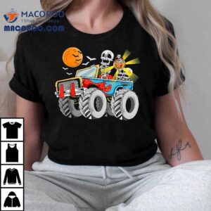 Funny Halloween Skeleton Monster-truck Kids Boys Toddler Shirt