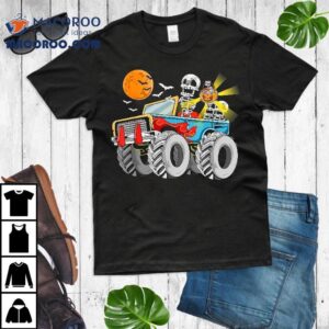 Funny Halloween Skeleton Monster Truck Kids Boys Toddler Tshirt