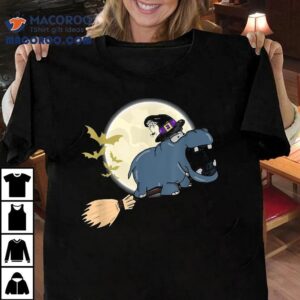 Funny Hippo Ride Witch Shotgun Hippopotamus Halloween Shirt