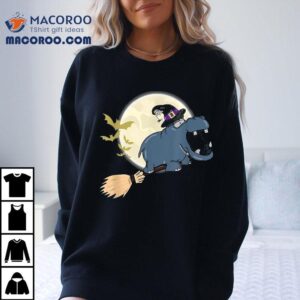 Funny Hippo Ride Witch Shotgun Hippopotamus Halloween Tshirt