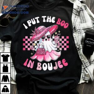 Funny I Put The Boo In Boujee Pink Ghost Halloween Shirt