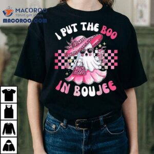 Funny I Put The Boo In Boujee Pink Ghost Halloween Tshirt