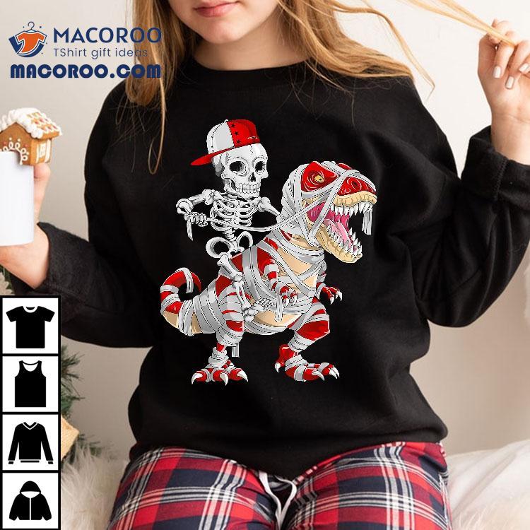 Funny Skeleton Cap Riding Mummy Dinosaur Halloween Shirt Funny Skeleton Cap Riding Mummy Dinosaur Halloween Shirt