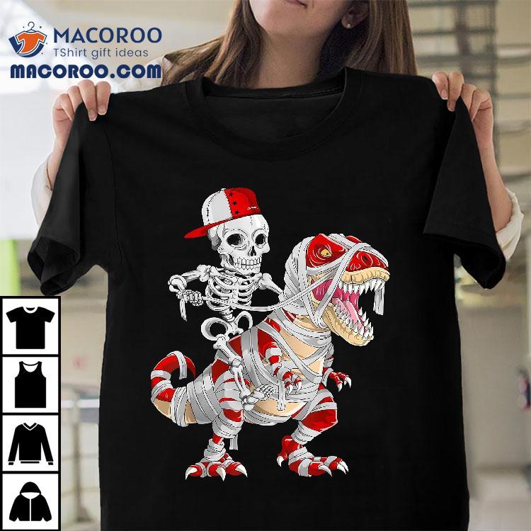 Funny Skeleton Cap Riding Mummy Dinosaur Halloween Shirt Funny Skeleton Cap Riding Mummy Dinosaur Halloween Shirt