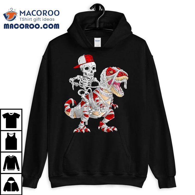 Funny Skeleton Cap Riding Mummy Dinosaur Halloween Shirt Funny Skeleton Cap Riding Mummy Dinosaur Halloween Shirt