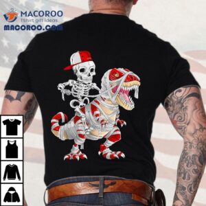 Funny Skeleton Cap Riding Mummy Dinosaur Halloween Shirt 3 Funny Skeleton Cap Riding Mummy Dinosaur Halloween Tshirt