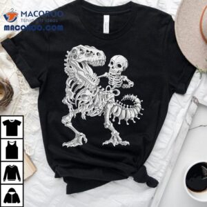 Funny Skeleton Riding Dinosaur Halloween Tshirt
