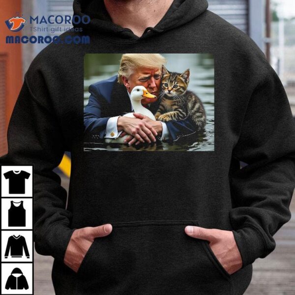 Funny Trump Cat And Duck Memes Christmas Halloween Vote Sign Shirt