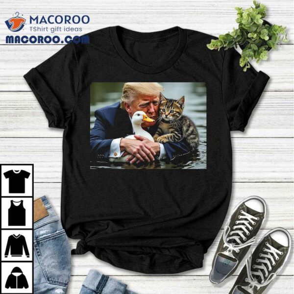 Funny Trump Cat And Duck Memes Christmas Halloween Vote Sign Shirt