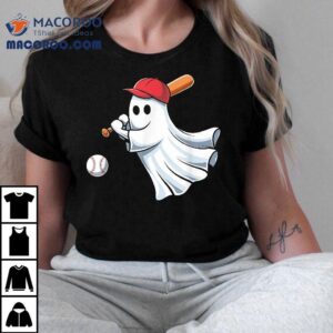 Ghost Playing Baseball Halloween Costume For Boys Kids Tshirt