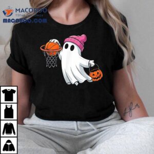 Ghost Playing Basketball Halloween Costume For Boys Kids Shirt