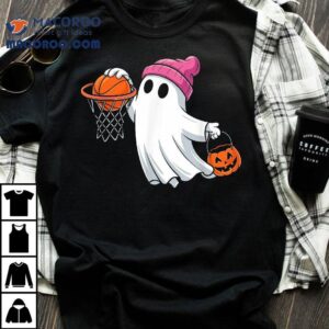 Ghost Playing Basketball Halloween Costume For Boys Kids Tshirt