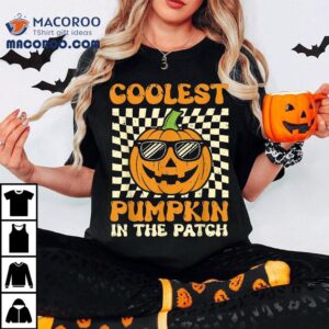 Groovy Coolest Pumpkin In The Patch Toddler Boys Halloween Tshirt