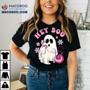 Groovy Hey Boo Cute Ghost Funny Halloween Girls Kids Shirt