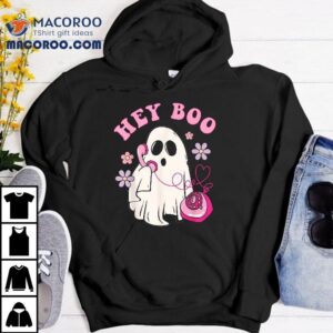Groovy Hey Boo Cute Ghost Funny Halloween Girls Kids Shirt
