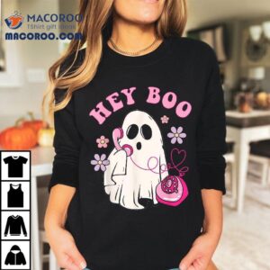 Groovy Hey Boo Cute Ghost Funny Halloween Girls Kids Tshirt
