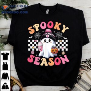 Groovy Retro Spooky Season Ghost Wo Halloween Tshirt