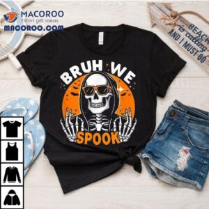 Halloween Boys Skeleton Bruh Tshirt