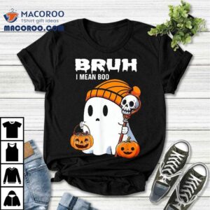 Halloween Bruh Ghost Boo Skull Pumpkin Boys Kids Shirt
