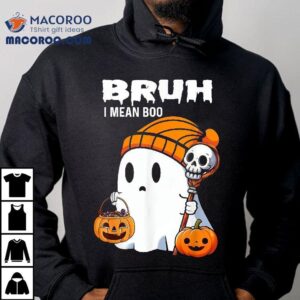 Halloween Bruh Ghost Boo Skull Pumpkin Boys Kids Tshirt