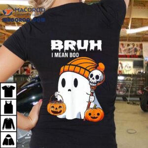 Halloween Bruh Ghost Boo Skull Pumpkin Boys Kids Tshirt