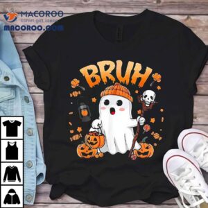 Halloween Bruh Ghost Boo Skull Pumpkin Boys Kids Wo Shirt