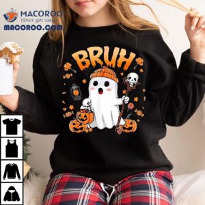 Halloween Bruh Ghost Boo Skull Pumpkin Boys Kids Wo Tshirt