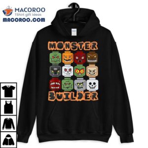 Halloween Building Bricks Monster Builder Brick Head Funny Tshirt