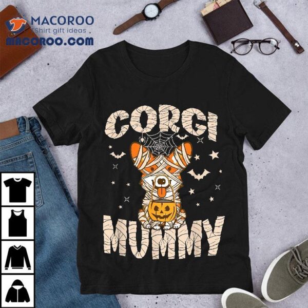 Halloween Costume Dog Lover Owner Outfit Adult Corgi Mummy Shirt