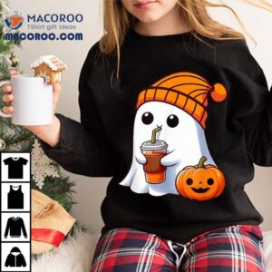 Halloween Costume Ghost Drinking Pumpkin Girls Shirt