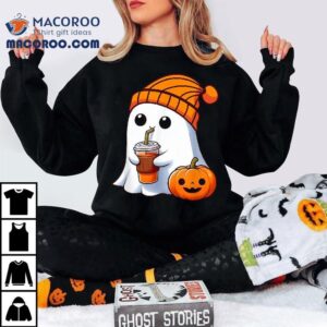 Halloween Costume Ghost Drinking Pumpkin Girls Shirt