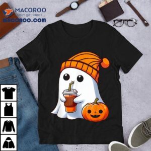 Halloween Costume Ghost Drinking Pumpkin Girls Tshirt