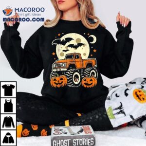 Halloween Shirt For Kids Boy Monster Truck Pumpkin