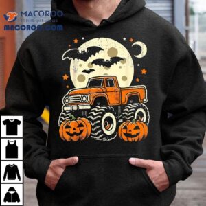 Halloween For Kids Boy Monster Truck Pumpkin Tshirt