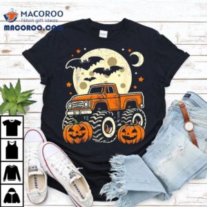 Halloween For Kids Boy Monster Truck Pumpkin Tshirt
