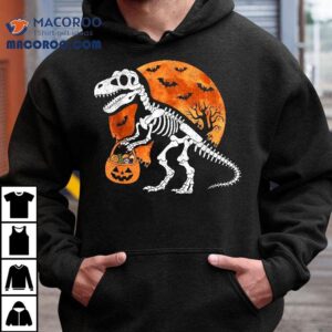 Halloween Shirt For Kids Toddler Skeleton Dinosaur Trex Boys