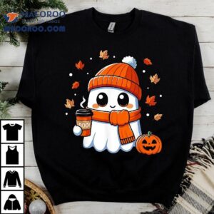 Halloween Ghost Coffee Boo Spooky Season Fall Girls Shirt