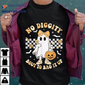 Halloween Ghost No Diggity Bout To Bag It Up Girls Kids Shirt