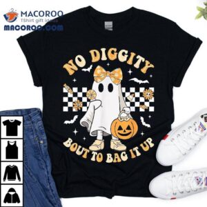 Halloween Ghost No Diggity Bout To Bag It Up Girls Kids Tshirt