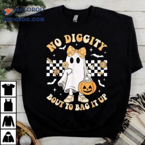Halloween Ghost No Diggity Bout To Bag It Up Girls Kids Tshirt